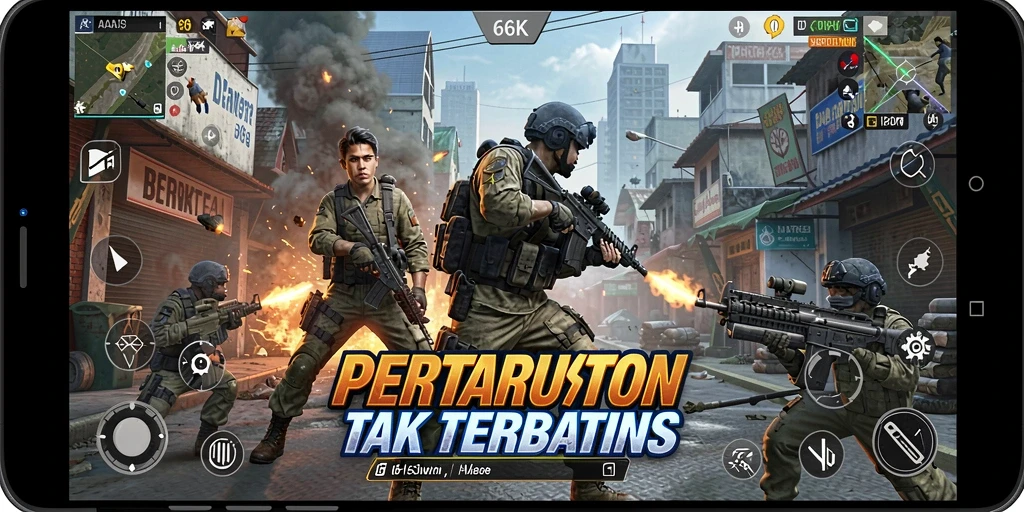 Screenshot gameplay 66K dengan aksi pertarungan yang intens.