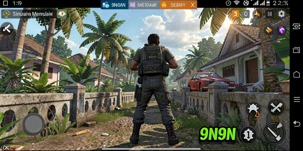Tangkapan layar gameplay 9N9N yang menampilkan grafis dan interaksi karakter.