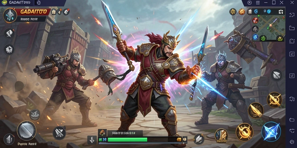 Tangkapan layar utama GADAITOTO dengan aksi pertarungan Battle Royale yang seru.