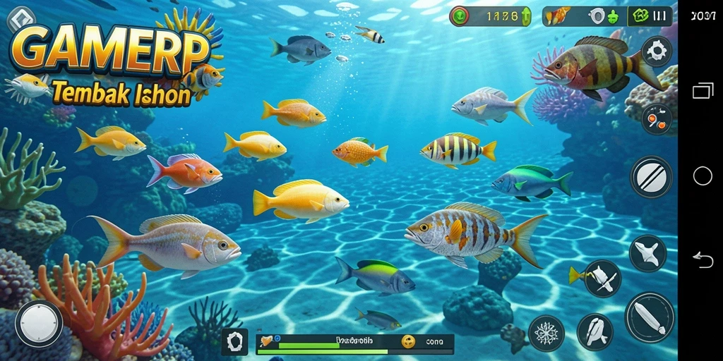Tampilan gameplay seru di GAMERP dengan aksi menembak ikan.