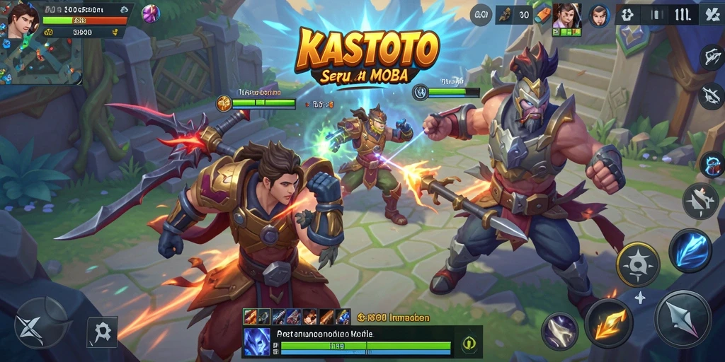 Tampilan aksi gameplay seru dalam KASTOTO di arena MOBA.