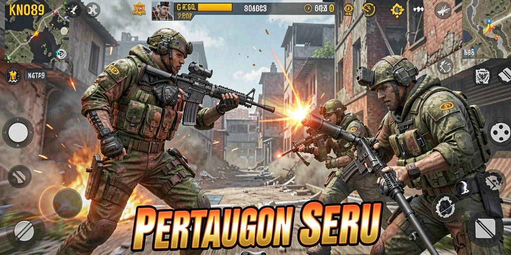 Screenshot KNO89 menampilkan intense gameplay TPS yang seru.