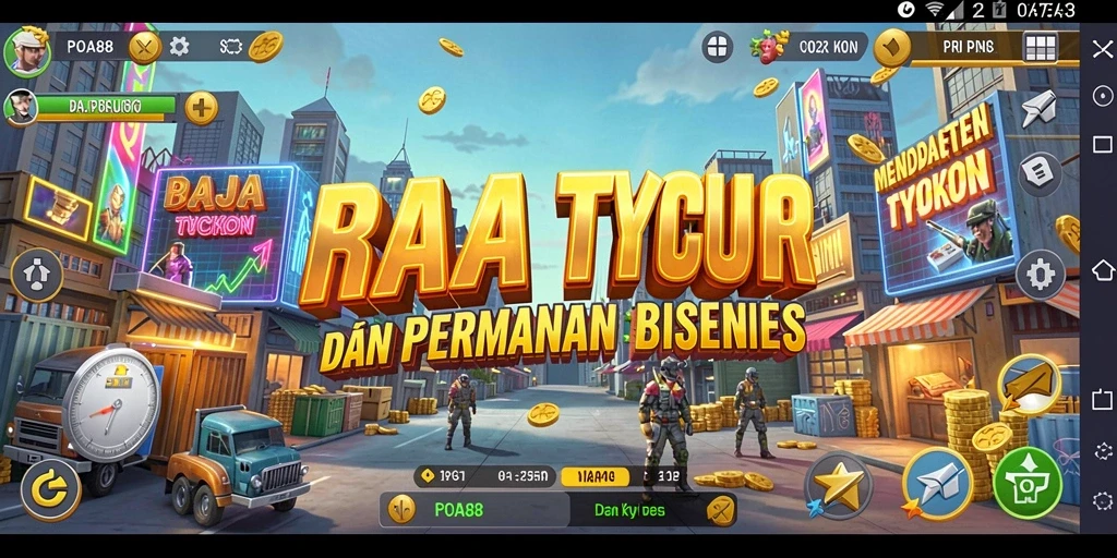 Tampilan gameplay POA88 yang menampilkan aksi bisnis interaktif.