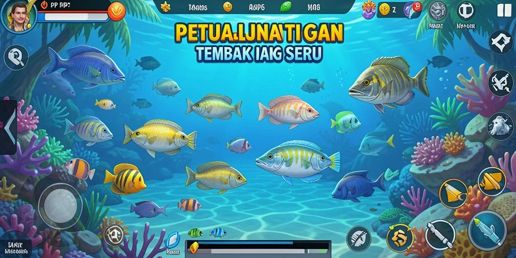 Tangkapan layar gameplay PP7 menampilkan aksi seru menembak ikan.
