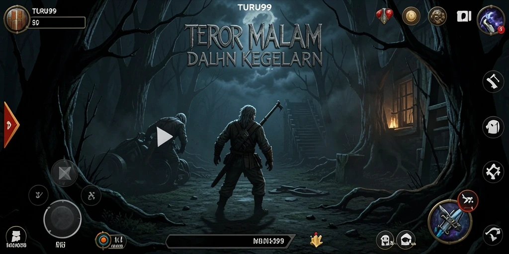 Tangkapan layar dari gameplay menegangkan TURU99 saat menjelajahi lokasi angker.