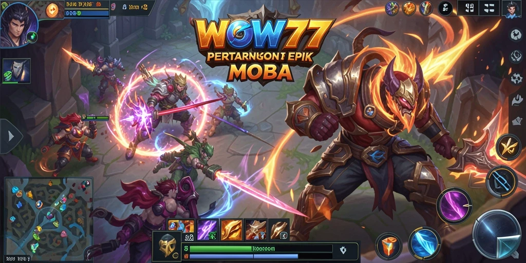 Gameplay seru dari WOW77 dengan pertarungan tim yang intens.
